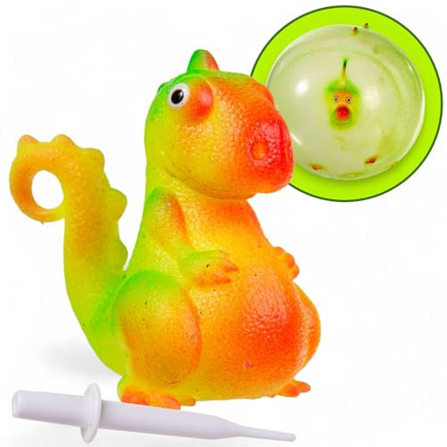 MIJOMA Dinosaurier Ballon-Ball: In 4 Kunterbunten Modellen - Spaß für Drinnen & Draußen, Spiel und Lernspielzeug, bis 30 cm aufblasbar, inkl. Aufblashilfe (1x Theropoden)