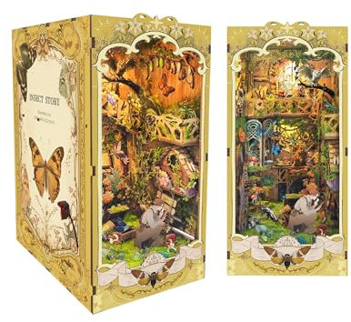 Kit de serre-livres en bois à faire soi-même pour le coin des livres - Décoration d'Halloween et de Noël - Cadeaux pour adultes et adolescents - Histoire d'insectes (histoire d'insectes)