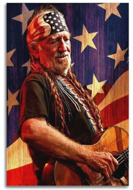 TESUXYEHH Willie Nelson Musiker-Poster, dekoratives Gemälde, Leinwand, Wandposter und Kunstdruck, moderne Familienschlafzimmer-Dekoration, Poster, 20 x 30 cm