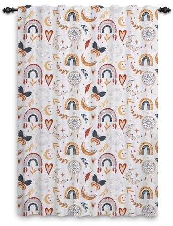 ggaimwf Regenbogenvorhänge mit Bleistiftfalten Boho Traumfänger Regenbogenvorhänge Kinderzimmer Fensterbehandlung für Mädchen Wohnzimmer Kinderzimmer Café Innentrennvorhang 107x160cm 1 Panel