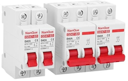 ZiYouao Disjoncteur DC MCB 12V 24V 48V 60V 110V disjoncteur Batterie Interrupteur de Protection Positif négatif Court-Circuit 2P 10A 20A 50A 100A 125A 150A Disjoncteurs(2P,10A)