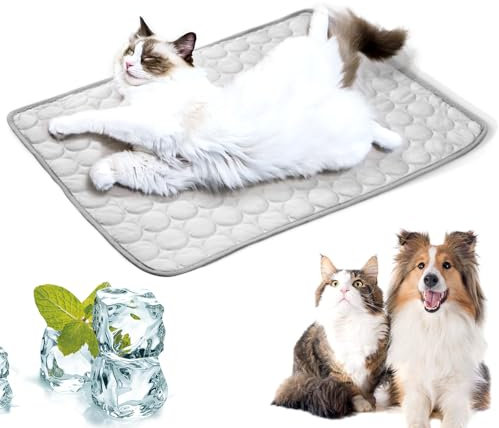 LURNODY 27,5 * 21,6 Pouces Tapis Refroidissant pour Chien Tapis Chat Rafraichissant Couverture Réfrigérante, Convient pour Le Refroidissement de La Pelouse du Siège de Voiture du Canapé Au Sol (Gris)