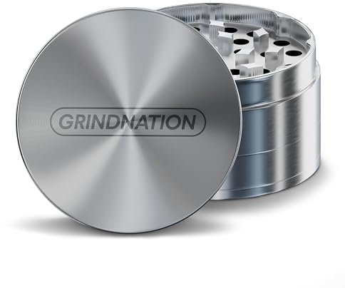 GRINDNATION Edelstahl Grinder | Crusher Premium | 55mm/ 50mm | 4-teilig | präzise und langlebig verarbeitet (⌀ 55mm)
