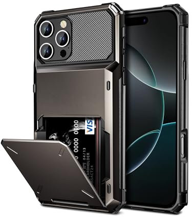 Vunake for iPhone 16 Pro Max Case with Card Holder Wallet Case [Max 4 Cards] Hybrid Dual Layer Protective Case Heavy Duty Hard PC TPU Bumper Shockproof Case for iPhone 16 Pro Max Phone Case,6.9 inch