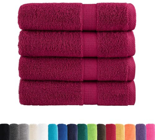 vidaXL Premium Duschtücher 4 STK., Badetücher Saugfähig, Saunatuch mit Schlaufen, Duschtuch Gästetücher Handtücher, Bordeaux 70x140cm 600g/m² 100% Baumwolle