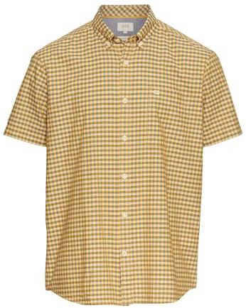 camel active Herren Kariertes Kurzarmhemd aus Baumwolle Orange, Menswear-L