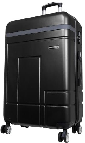 Trendyshop365 Reisekoffer groß Hartschale Genf 77cm 90 Liter 4 Rollen Schwarz