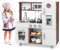 Maxmass Kids Wooden Play Kitchen, Pretend Kitchen Playset with Realistic Lights & Sounds, Water Dispenser and Clock, Children Cooking Role Play for Boys Girls Gift (White + Brown)