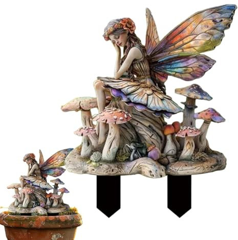 Fee Statue Gartendeko Ornament Miniatur Feen Figuren Blumentopf Pfähle Aus Acryl, Elfen Gartenfiguren Blumentopf Dekoration Für Drinnen Und Draußen, Dekorative Gartenkunst