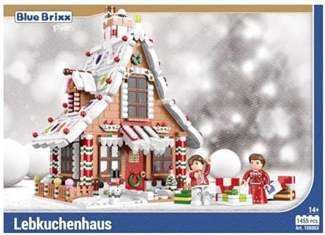 BlueBrixx Pro Lebkuchenhaus – Klemmbaustein-Set bestehend aus 1455 Bauelementen – Artikel-Nr. 108003 – Kompatibel mit Klemmbausteinen Anderer Hersteller
