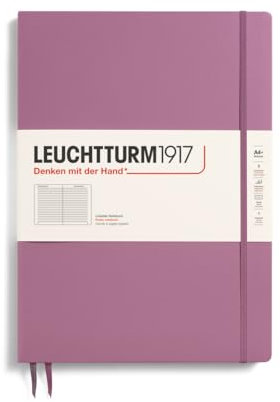 LEUCHTTURM1917 372339 Notizbuch Master Slim A4+, Hardcover Schreibbuch, 123 nummerierte Seiten, Dusty Rose, liniert
