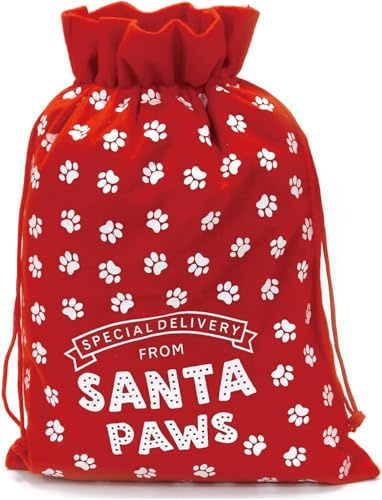 Quickdraw Weihnachtsstrumpf für Haustiere, Weihnachtsmannpfoten, Filz, Kordelzug, Geschenktasche für Hunde und Katzen