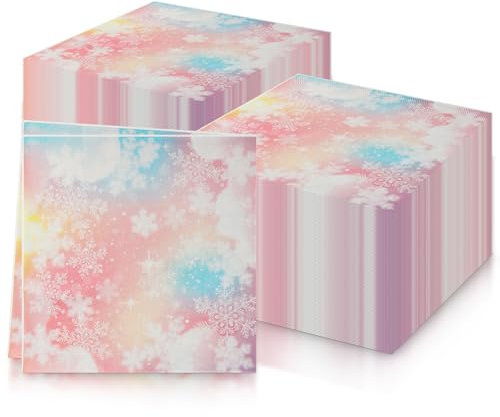 Pinke Schneeflocken-Servietten, Eiskönigin-Papierservietten, weiche Cocktailservietten Dinner Servietten, rosa Schneepapierservietten, Seidenpapier für Weihnachten Geburtstag Tischdekoration