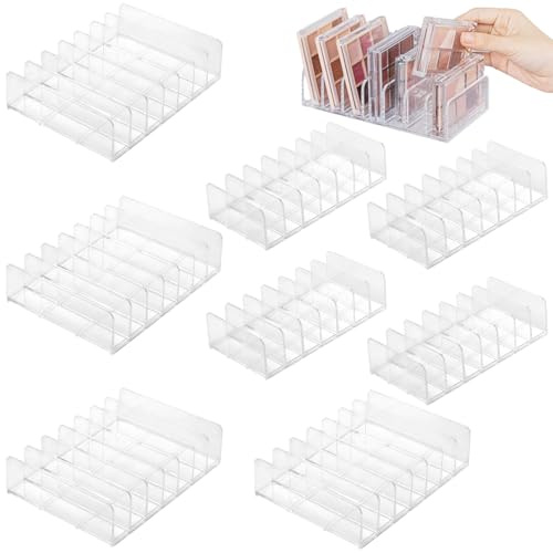 CHUIFAI 8 Stück Lidschatten Paletten Organizer, 2 Größen Acryl Make up Paletten Organizer 7 Fächern, Lidschatten Palette Halter für Schubladen Kosmetik Aufbewahrung