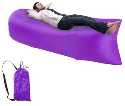 CAIJ Inflatable Couch Lila, Aufblasbares Sofa mit Tragetasche Wasserfest Anti Luftleck Design Aufblasbare Liege für Park-Freizeit Camping im Freien Büro-Mittagspausen und Musikfestivals