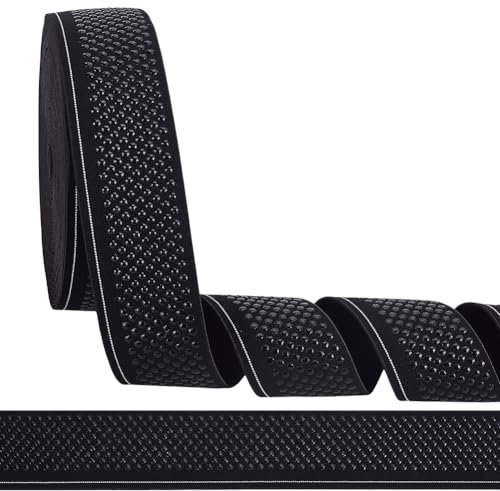 WEBEEDY 10m Silikon Gripper Elastikband 5cm Schwarz Rutschfestes Elastikband Aus Polyester Mit Silikon Noppenband Nähen Stretch Elastikband Für Kleidung Und Basteln