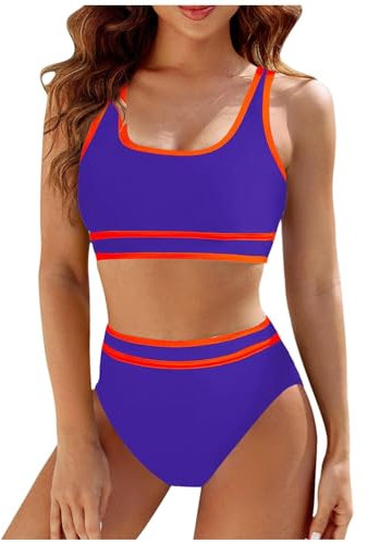 Women's Bikini/Two-Piece Swimsuit Two Piece Sets Bottle Green Push Up Top Strapless 2 Pieces One for Women with Tummy Control String Swimming Costume High Waisted Bottoms Surfing & Water Sports