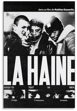La Haine Filmposter, ästhetische Wandkunst, Leinwand, Vintage-Poster, dekoratives Gemälde für Wohnzimmer, Schlafzimmer, Dekoration, 30 x 45 cm, ungerahmter Stil
