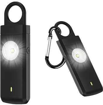 Taschenalarm für Frauen, 135dB Persönlicher Alarm mit LED Taschenlampe, USB Wiederaufladbar, Keychain Schlüsselanhänger Schrillalarm für Frauen, Kinder, Senioren, Selbstschutz bei Notfällen