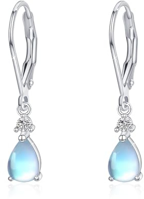 REDSUN Mondstein Tropfen Ohrringe 925 Sterling Silber Damen Keltischer Schmuck Leverback Mondstein/Türkis/Opal Hypoallergen Elegante Hängende Ohrringe Geschenk für Freundin Frau Mutter Geburtstag