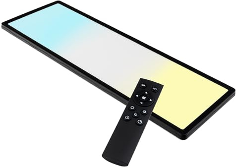 LUXULA LED Panel 58x20 cm Schwarz, 24W 2200lm, IP44 | IP44 Feuchtraum, dimmbar mit Fernbedienung, Deckenleuchte flach rechteckig, Deckenlampe für Badezimmer und Küche