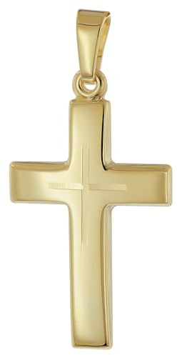trendor Kreuz-Anhänger 585 Gold (14 Karat) 21 mm wunderschönes Schmuckstück für Damen und Herren, elegante Geschenkidee 21161