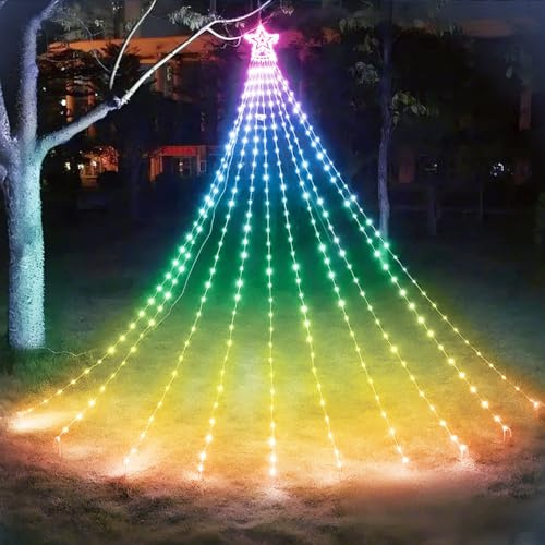 Aigostar Luci Albero di Natale Intelligenti RGBIC con Stelle, 2.5 m, 250 LED, Multimodalità Luci, Controllo tramite App e Telecomando, IP44, Timer Intelligente, per Interni ed Esterni