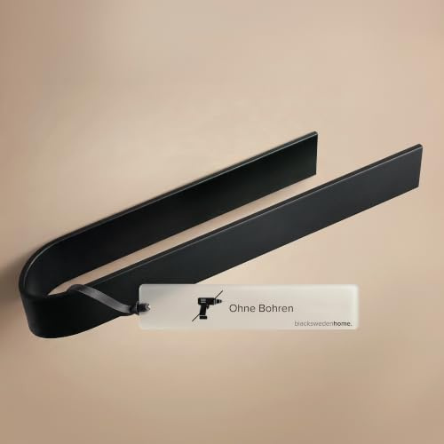 blackswedenhome. Handtuchhalter Ohne Bohren - 41 cm - Schwarz für Bad oder Küche, Handtuchhalter Wand mit Selbstklebender Montage, Metall Handtuchhalter