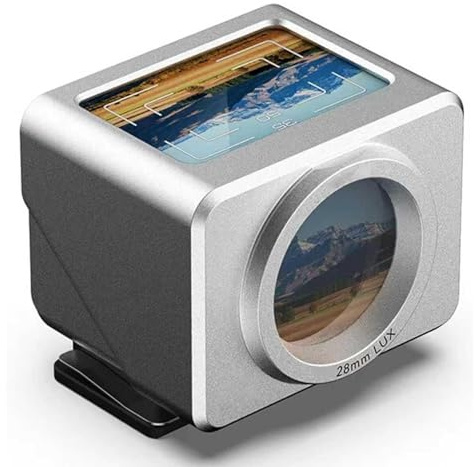 Optical Waist Level Viewfinder, External Camera Viewfinder with Detachable Anti-Glare Hood, Adjustable Hot Shoe & Cold Shoe Mount, Universal for Digital & Film Cameras(Silver,28/40)