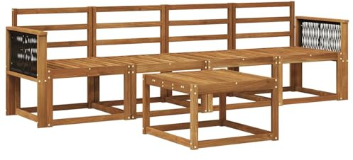 vidaXL Outdoor-Sofagarnitur 4 pcs Natur Massivholz Akazie, Garten, modernes Outdoor-Sofa, gemütliche Lounge-Sitzgruppe für Terrasse