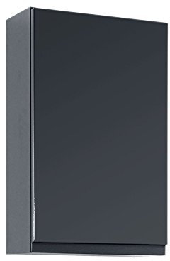 möbelando Hängeschrank Badschrank Schrank Badezimmerschrank Holzschrank Bad Cleo I (Korpus-Graphitgrau/Front-grau-Hochglanz)