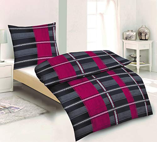 4tlg Warme Winter Bettwäsche Microfaser Thermo Flausch Fleece 2X 155 x 220 cm + 2X 80 cm x 80 cm Übergröße Neu Bordeaux Rot Dulce