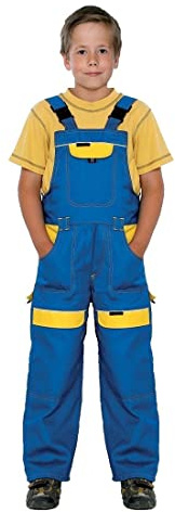Bambini, salopette ragazzi, ragazze lavorano pantaloni dei bambini, tuta, Bob Aggiustatutto, Junior 100% cotone, Pantaloni al giardino (blu/giallo, 152)