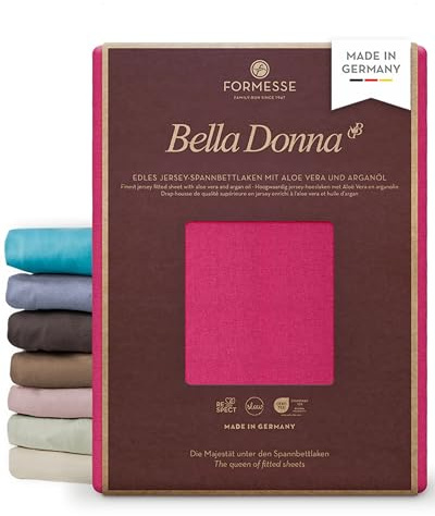Bella Donna Jersey edles Spannbettlaken: Blickdicht, glatt, kein Pilling | FORMESSE Farbe Magenta; 180x190-200x220cm, bis 30cm; 97% Baumwollzwirn, 3% Elastan; Aloe vera&Arganöl, intensive Farben