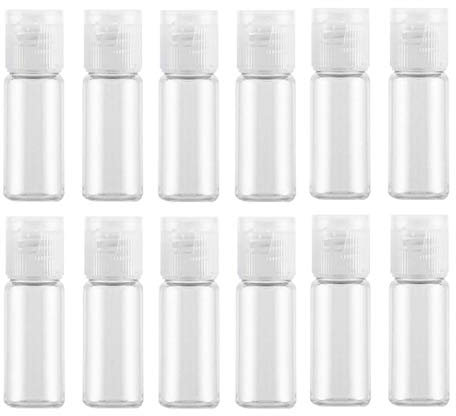 12 STÜCKE Leere Durchsichtigen Kunststoff Probe Flasche Reisebehälter Glas Topf mit Flip Deckel Perfekt für Make-Up Emollient Wasser Duschgel Emulsion Flüssigkeit Comestic Containern (20ml)