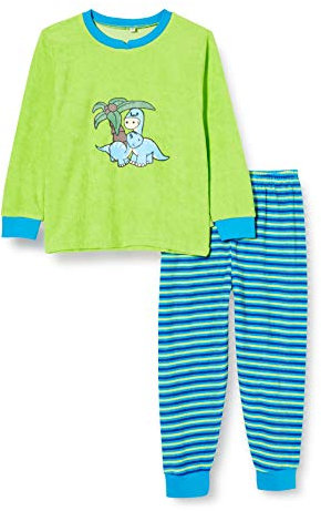 Playshoes Unisex Kinder Zweiteilig Schlafanzug Frottee Dino, Dino, 128 EU
