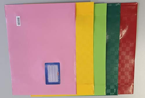 Dapo Heftumschläge A5 Diverse Farben im Set von Herlitz Hefthüllen mit Namenschild Baststruktur farbig Sortiert (5 Farben je 2 Stück)