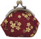 Oyachic Floral Porte Monnaie Flower Coin Purse Portefeuille Fermoir Clic Clac Vintage Femme Fleuri Pièces Pochette en Toile (Rouge)