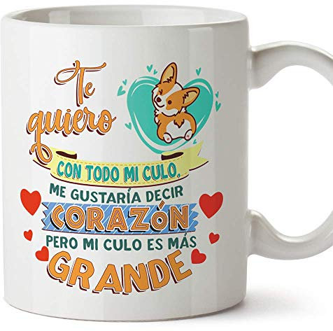MUGFFINS Taza Graciosa Te Quiero con Todo mi Culo - Regalos Divertidos con Frases para Desayuno
