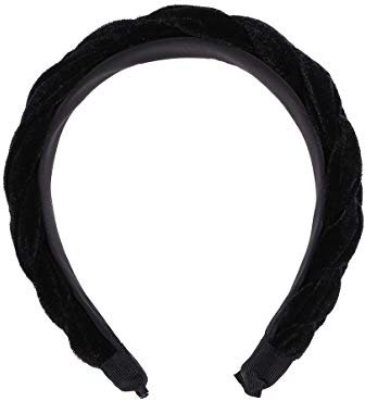 Geflochtenes Stirnband gepolstertes Stirnband breit harte Haarreifen Vintage Haarband für Frauen (breit, schwarz)