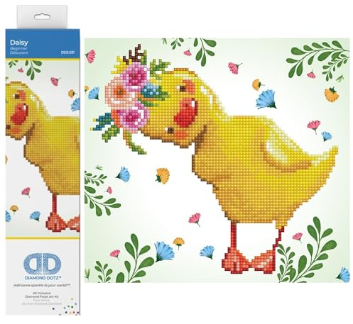 DIAMOND DOTZ Painting, DD3, Beginner Kit, Canvas, Daisy, 25cm x 23cm