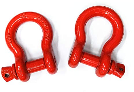 ORUN Schäkel 5/8 D-Ringe Schäkel robust 3,25 Tonnen (3,3 kg) Kapazität – robuste Abschlepp-D-Ringe für Jeep Fahrzeug & LKW Recovery (rot)