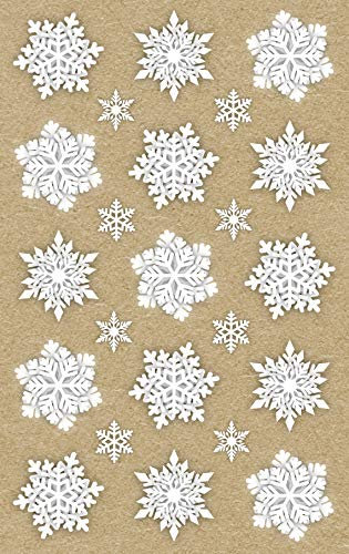 AVERY Zweckform 30 Aufkleber Weihnachten Eiskristalle weiß (Made in Germany, Weihnachtssticker Papier, selbstklebende Weihnachtdeko für Karten, Geschenke, Tüten) 2 Bogen/je 15 Sticker, 52290