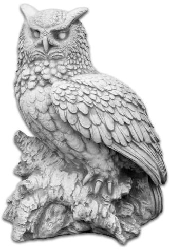 gartendekoparadies.de Eule auf einem AST, Steinfigur, H. 59 cm, 54 kg, Grau, frostsicher aus Steinguss für Außenbereich