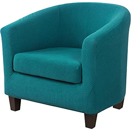 Polaire Housse de Fauteuil Club Ensemble de Deux Pièces Polaire Housse de Fauteuil de Club-Très Extensible Housse de Fauteuil Salon Fauteuil Cabriolet Tub Chair avec Housse de Coussin(Vert Émeraude,1)