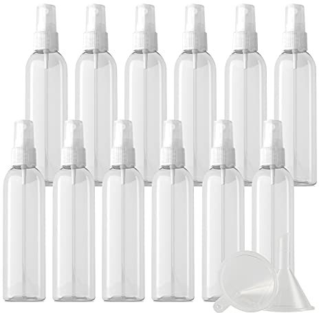 ZEOABSY 24 Piezas Transparente Botella de Spray de Plástico con Pulverizador Transparente, 150 ml Conjunto de Atomizador de Viaje de Niebla Fina Tamaño de Viaje de Botella Limpieza Casa Contenedores