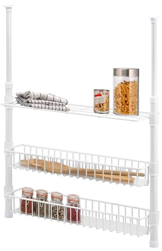 bremermann Teleskop-Gewürzregal, Teleskopregal, 2 Körbe, 1 Regal (Weiß)