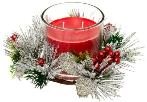 Feeric Christmas - Duftkerze im Glas, mit dekorativem Blattwerk, 210 g