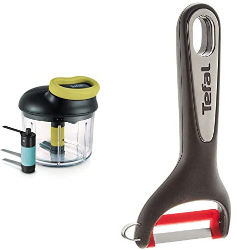 Tefal Hachoir manuel 5 secondes, 900 ml, Lame glace pilée, Hacher, Découper, Mixer, Légumes, Viandes, Noix & K2071814 Ingenio eplucheurs Fruits et légumes, Acier, 1-Pack
