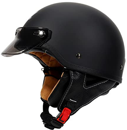 Moto Casque Jet Bol Vintage Homologué ECE Vintage Mobylette ​Demi Jet Casque de Moto à Face Ouverte Cour Cruiser Dapté à La Conduite en Extérieur A,L